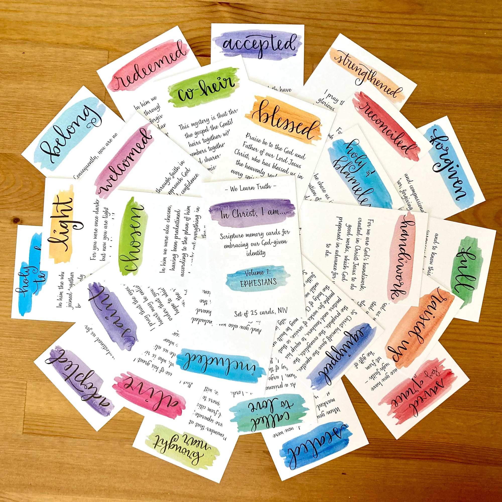 Scripture Memory Cards | Set of 25 | Multicolor | Identity (Ephesians)