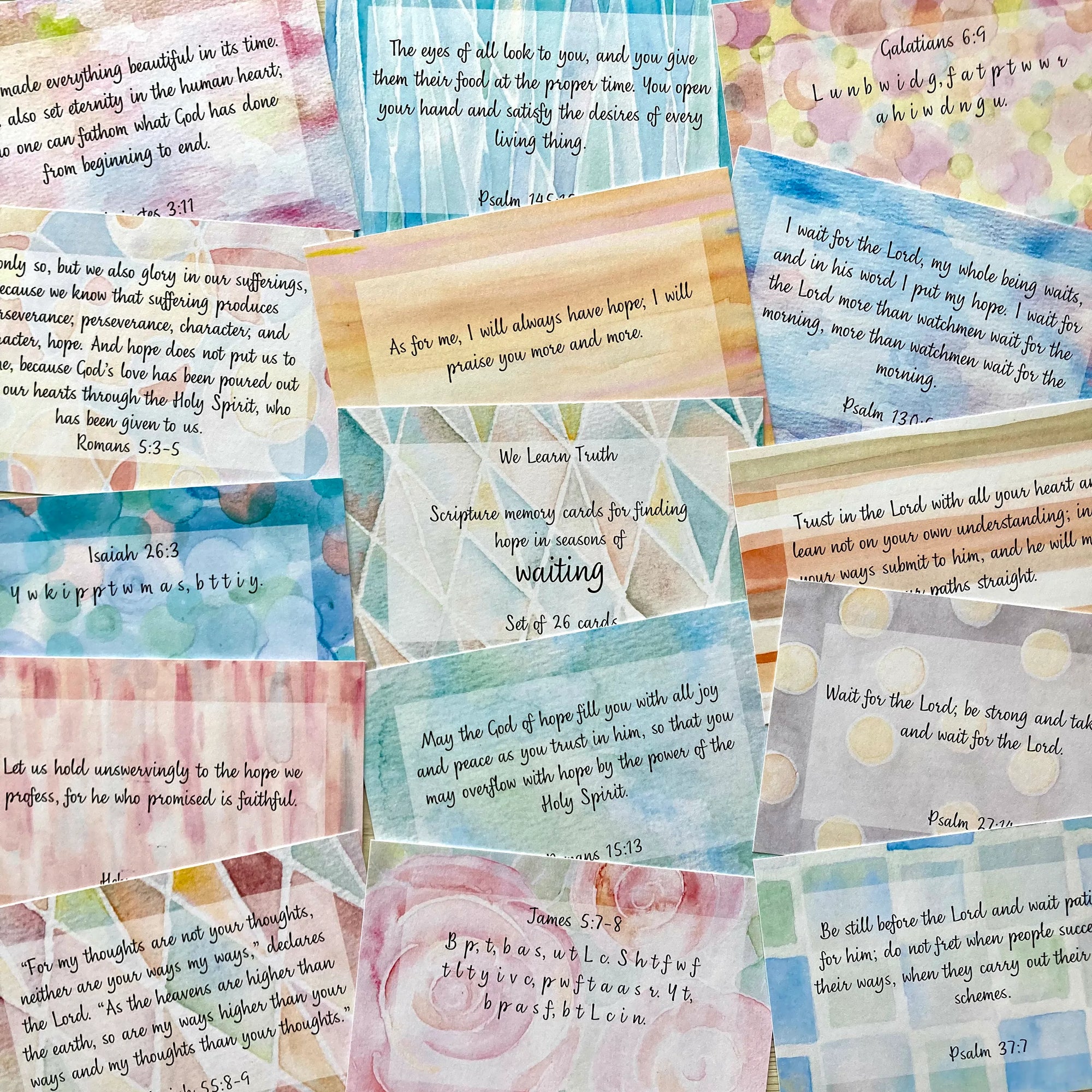 Scripture Memory Cards | Set of 26 | Multicolor | Waiting