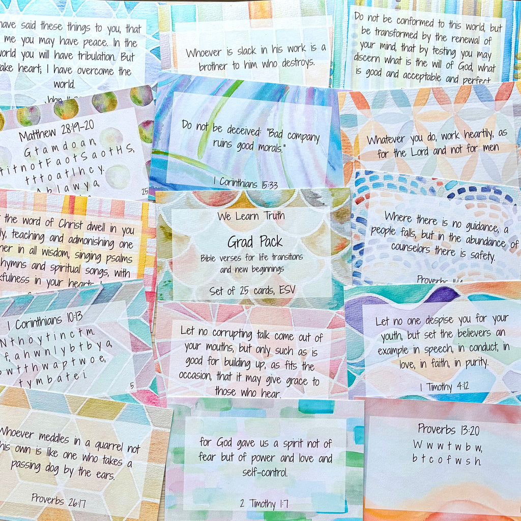 Scripture Memory Cards | Set of 25 | Multicolor | Grad Pack