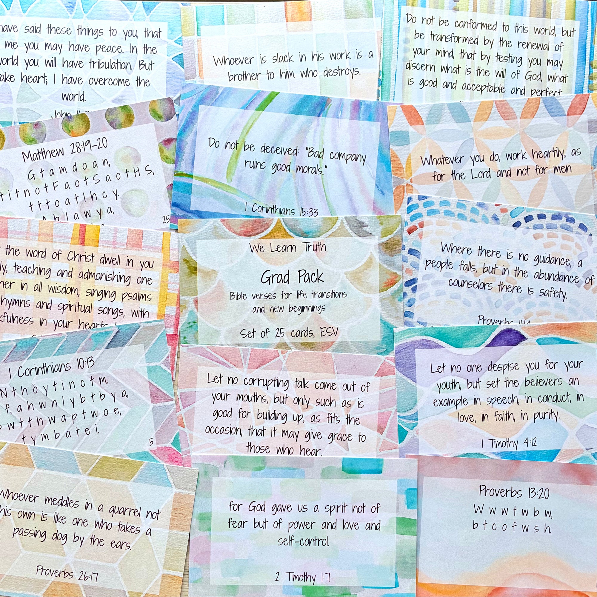 Scripture Memory Cards | Set of 25 | Multicolor | Grad Pack