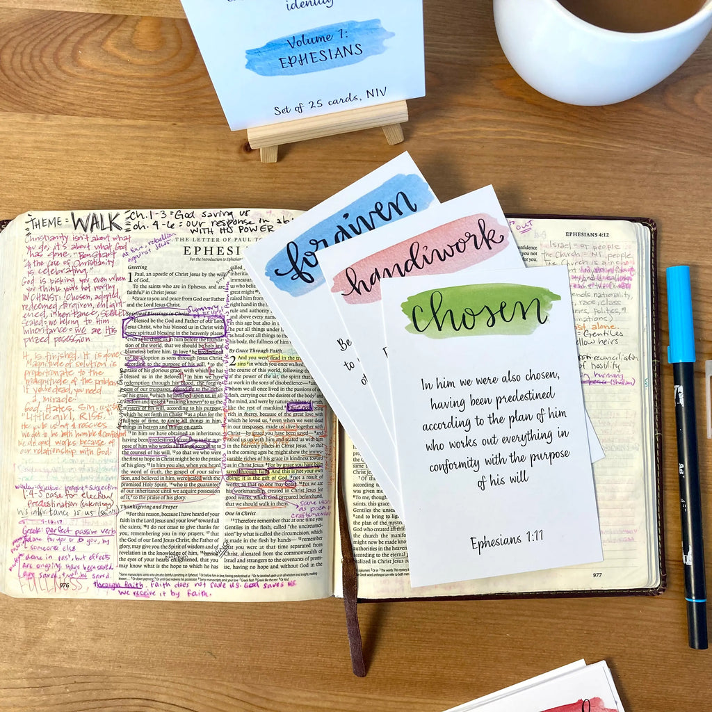 Scripture Memory Cards | Set of 25 | Multicolor | Identity (Ephesians)