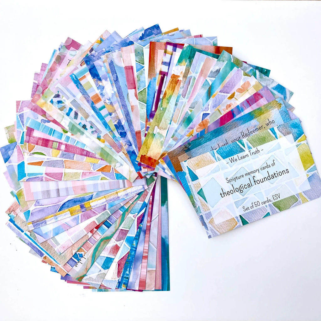 Scripture Memory Cards | Set of 50 | Multicolor | Theological Foundations