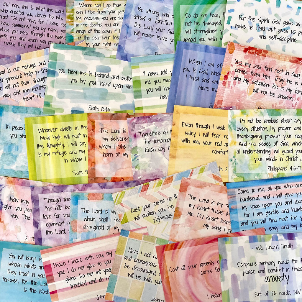 Scripture Memory Cards | Set of 26 | Multicolor | Anxiety