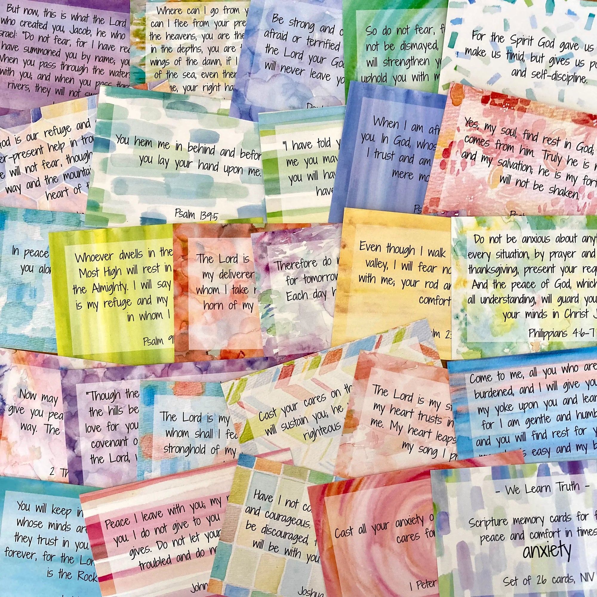 Scripture Memory Cards | Set of 26 | Multicolor | Anxiety