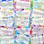 Collage of colorful Scripture memory cards with hand-painted designs and various verses about joy. 